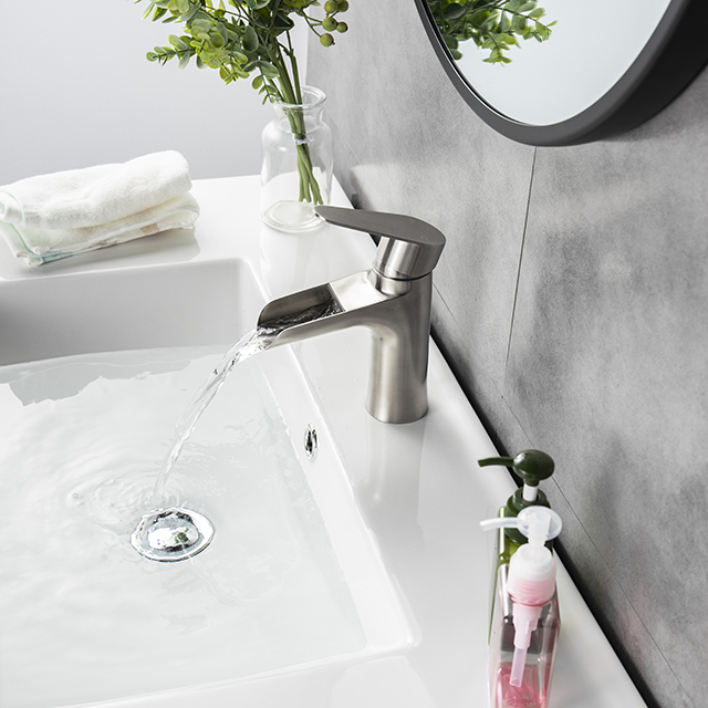 Waschbecken Wasserhahn aus gebürstetem Edelstahl - Anmei