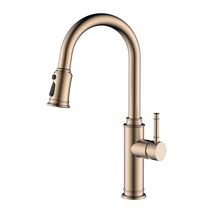Sus304 Bambus-Stil Rose Gold Ziehen Sie den Küchenhahn hinunter