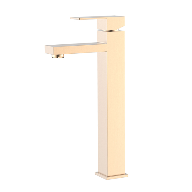 Roségold Einloch-Vierkant-Waschbecken-Wasserhahn