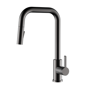 U -Form Edelstahl Gunmetal Pull Down Kitchen -Wasserhahn mit UPC -Zertifizierung